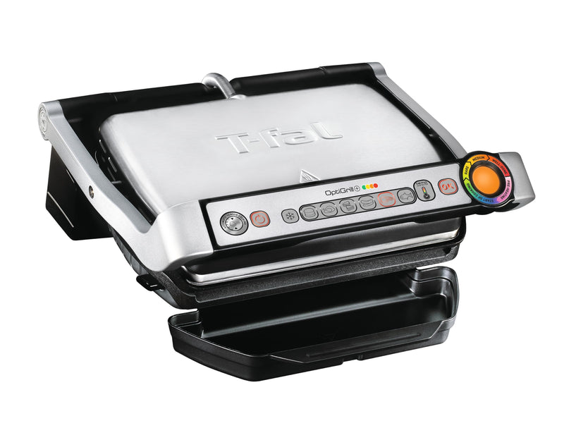 T-fal OptiGrill Stainless Steel Electric Grill Indoor 4 Servings 6 Automatic Cooking Modes, Intelligent grilling rare to well-done, Nonstick Removable Plates, Dishwasher Safe, Panini Press, Silver - Grill Parts America