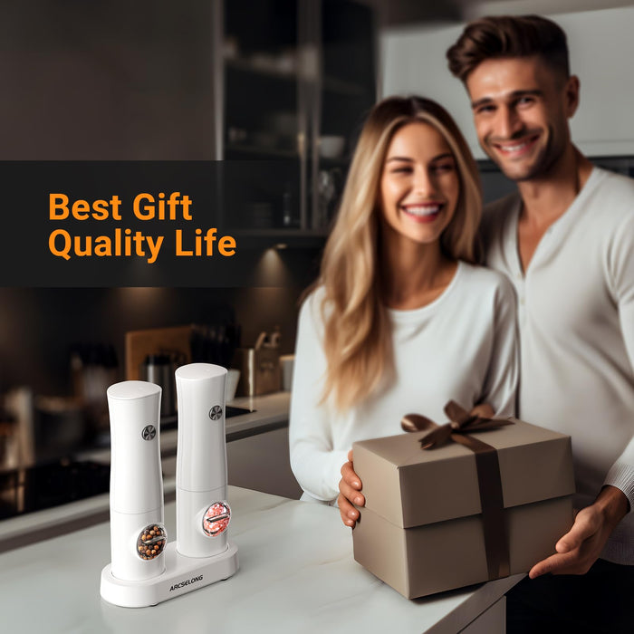 Arcselong Electric Salt And Pepper Grinder Set With Type-C Rechargeable Base, No Battery Needed, Adjustable Coarseness Electronic Spice Mill Shakers Salt And Pepper Shakers Refillable - Grill Parts America