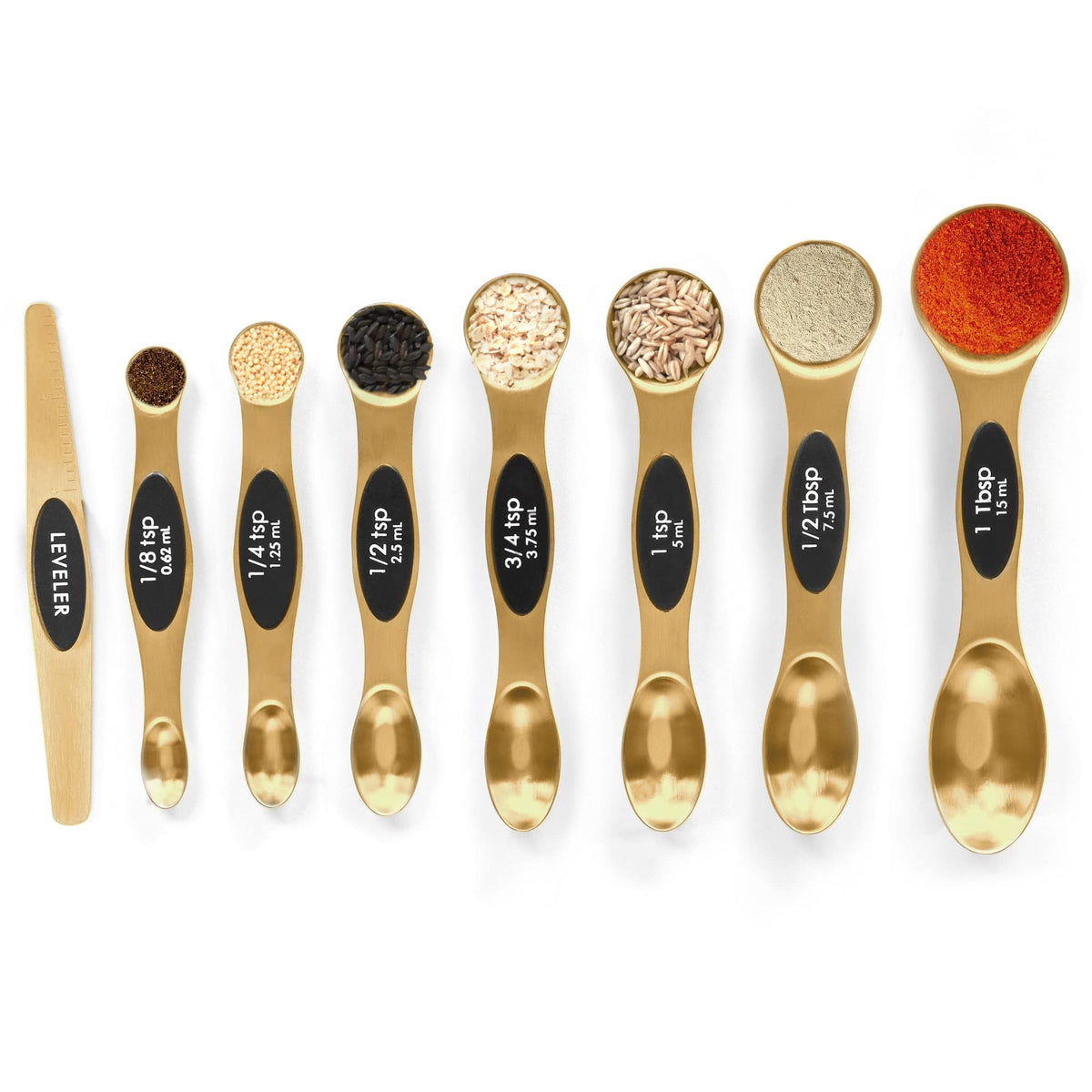 Magnetic Measuring Spoons Set Stainless Steel with Leveler, Stackable ...