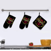 ORALBY Dad Oven Mitt and Potholder Dad Print Kitchen Accessories Sunflower Kitchen Gloves Gift - Dad Gift for Father's Day Heat Resistant Baking Cooking Grilling - Grill Parts America