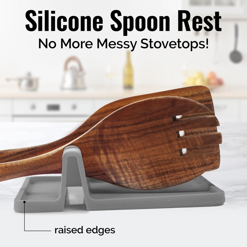 Zulay Kitchen Silicone Utensil Rest - BPA-Free, Durable Spoon Rest with Drip Pad - Heat-Resistant Spoon Rest for Stove Top - Spoon Rest for Kitchen Counter - Kitchen Gadgets & Kitchen Utensils Holder - Grill Parts America