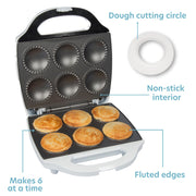 Mini Pie & Quiche Maker- Nonstick Baker Cooks 6 Small Quiches or Pies in Minutes - Grill Parts America