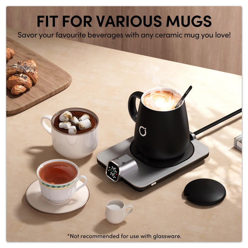 ikago Smart Heated Coffee Mug Warmer & Mug Set - Heated Mug Warmer with Auto Shut Off, 1°F Precise Temperature Control Mug Warmer, Electric Coffee Mug Warmer for Desk, Birthday Gifts for Women and Men - Grill Parts America