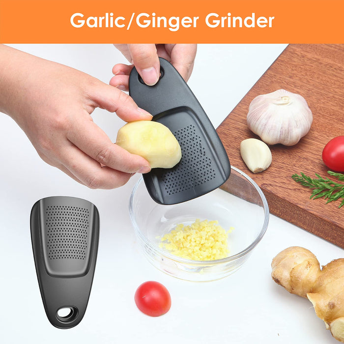 Pisol Kitchen Unique Gadgets Set 6 Pieces, Space Saving, Cheese Grater, Bottle Opener, Fruit Vegetable Peeler, Pizza Cutter, Garlic Ginger Grinder, Herb Stripper Gift Set - Grill Parts America