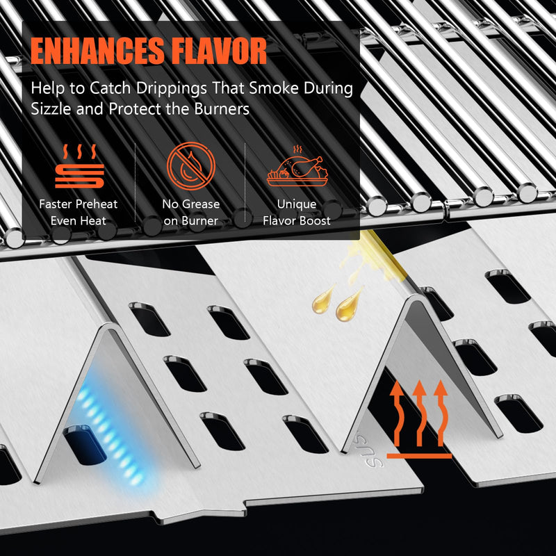 QuliMetal 24.5" Flavorizer Bars & SUS304 34 1/4" Grill Burners for Weber Genesis 300 Series - Fits Genesis E310 E320 S310 S320 Grill Parts with Side Control, Replaces for Weber 7540, 67722, 67820 - Grill Parts America