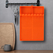 Griddle Mat Barbeque Grill Accessories Tools for Blackstone, Side Shelf Mat Grill Pad for Outdoor Grill Kitchen Counter Spatula Silicone Mat with Drip Pad for Kitchen, Cooking, Countertop (Orange) - Grill Parts America