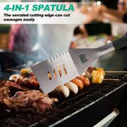 HAUSHOF Large Grill Accessories Heavy Duty BBQ Set Gifts for Men/Women - Premium Stainless Steel Spatula, Fork & Tongs (16.5/16/16.5 in.), Barbecue Utensils Tool Kit Gift for Grilling Lover Outdoor - Grill Parts America