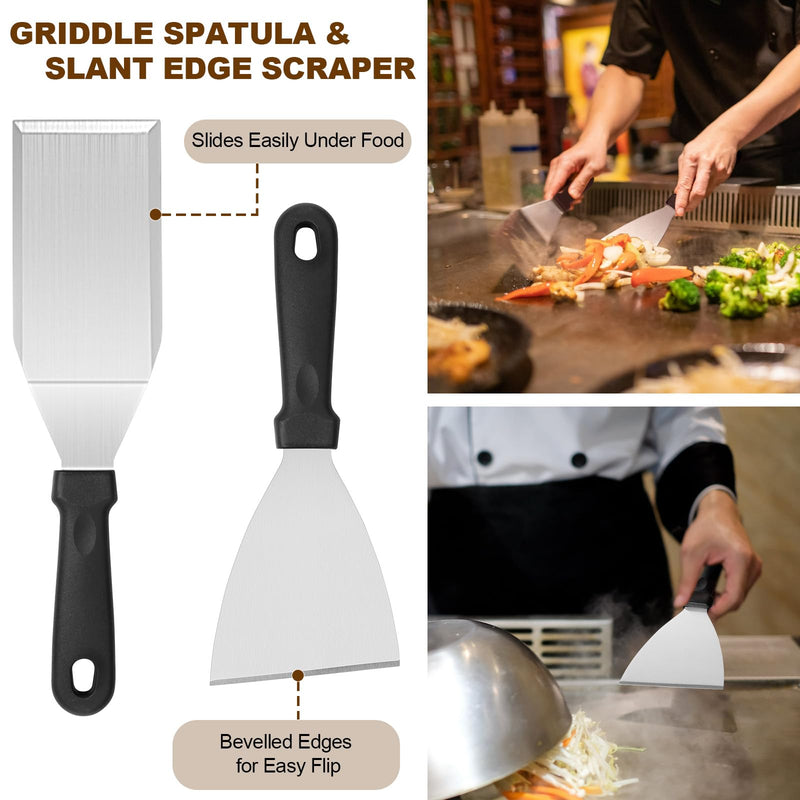 14PCS Griddle Accessories Kit, Flat Top Grill Accessories Set for Blackstone and Camp Chef, Grill Spatula Set with Enlarged Spatulas, Scraper for Outdoor Barbecue - Grill Parts America