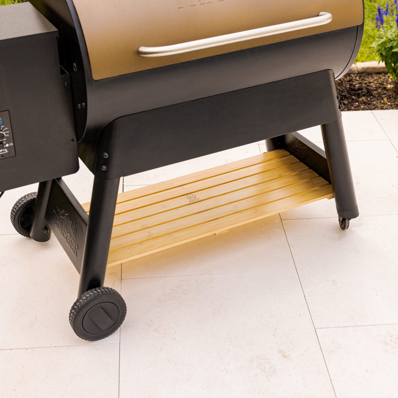 Pellet Grill Storage Shelf Compatible With ONLY The Traeger Pro Series 34 Pellet Grills - Our Durable Bamboo Shelf Provides Extra Storage Space For All Your Pellets And Accessories - Grill Parts America