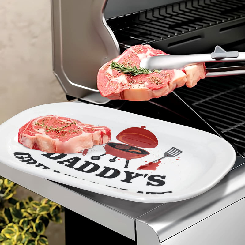 Nefelibata BBQ Daddy Grilling Platter Gift Father’s Day Barbecue Serving Tray Plate Dishes Birthday Valentine's Day Gift Ideas for Him Men Grandparent Dad Outdoor Indoor - Grill Parts America