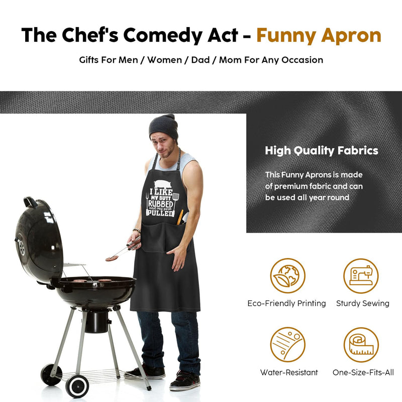 Funny BBQ Apron Gifts for Men, Hilarious Grill Chef Apron with Pockets, Adjustable Cooking Apron - Birthday & Fathers Day Gifts for Dad Husband Brother Boyfriend Grandpa - Grill Parts America
