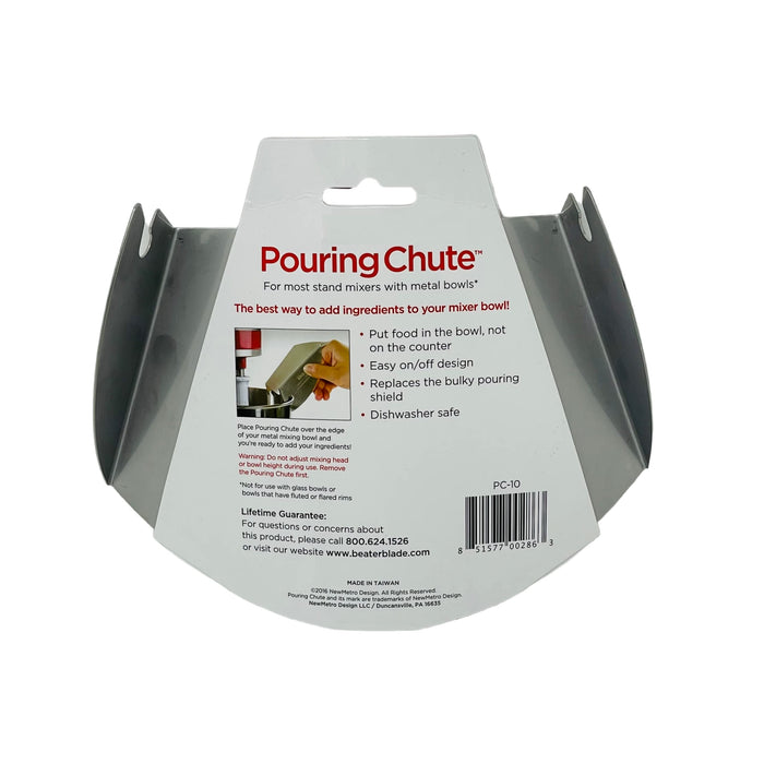 New Metro Design PC-10 Pouring Chute Compatible with KitchenAid Stand Mixer with Stainless Steel Bowl, Silver - Grill Parts America