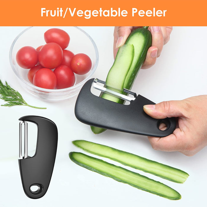 Pisol Kitchen Unique Gadgets Set 6 Pieces, Space Saving, Cheese Grater, Bottle Opener, Fruit Vegetable Peeler, Pizza Cutter, Garlic Ginger Grinder, Herb Stripper Gift Set - Grill Parts America