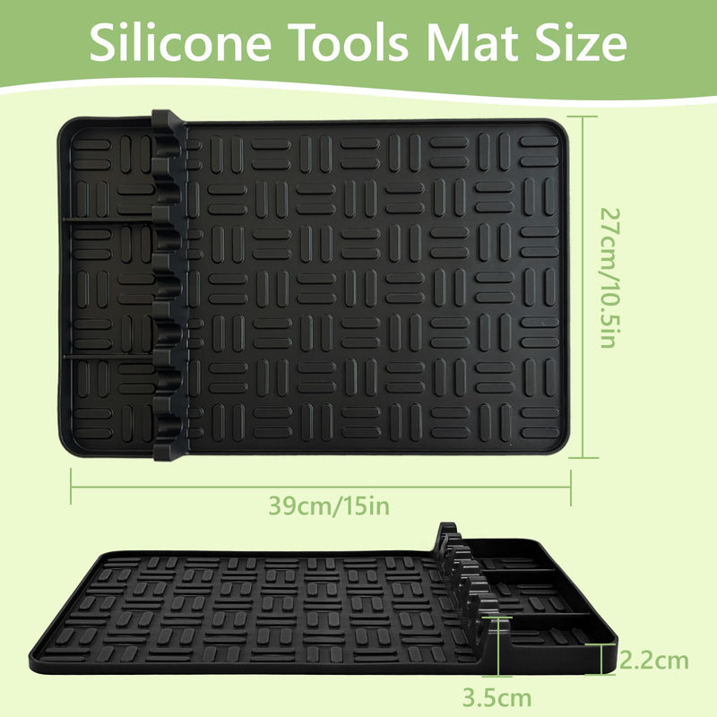 Pet Baby 2PCS Silicone Griddle Tools Mat, Large Spatula Mat with Drip Pad Griddle Silicone Mat Side Shelf Mat for Grill BBQ Griddle Accessories(Black15.35"*10.63") - Grill Parts America
