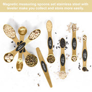 Magnetic Measuring Spoons Set Stainless Steel with Leveler, Stackable Metal Tablespoon Measure Spoon for Baking, Measuring Cups and Spoon Set Kitchen Gadgets Apartment Essentials Fits in Spice Jars - Grill Parts America