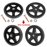 Parts Camp push mower wheel kit with 12-inch lawn mower wheels, black tire and metal hub-offsetof