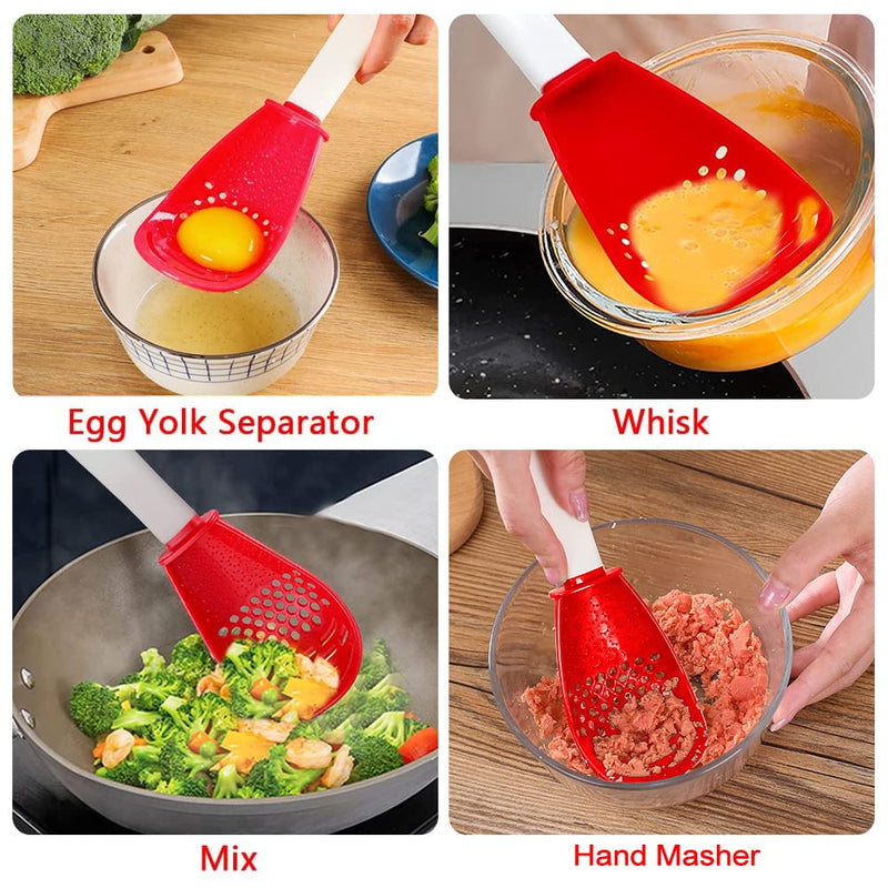 Abnaok Multifunctional Cooking Gadgets, Kitchen Tools, Egg Separator, Cooking, Draining, Mashing, Grating, Cooking Spoon (1PC) - Grill Parts America
