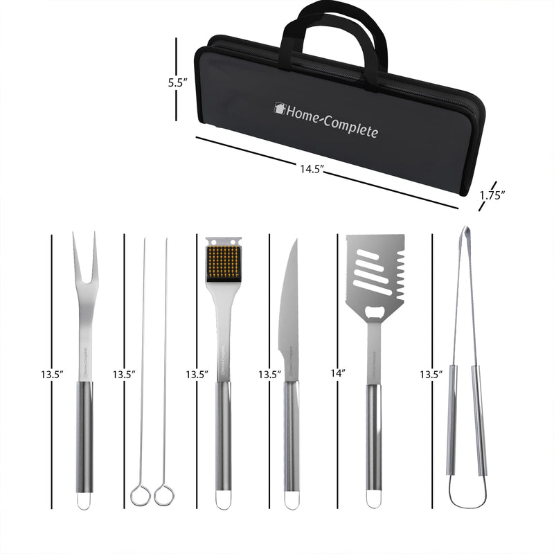 16-Piece BBQ Grill Accessories Set - Barbecue Tool Kit with Aluminum Case for Home Grilling - Great Gift for Birthday or Father’s Day by Home-Complete - Grill Parts America