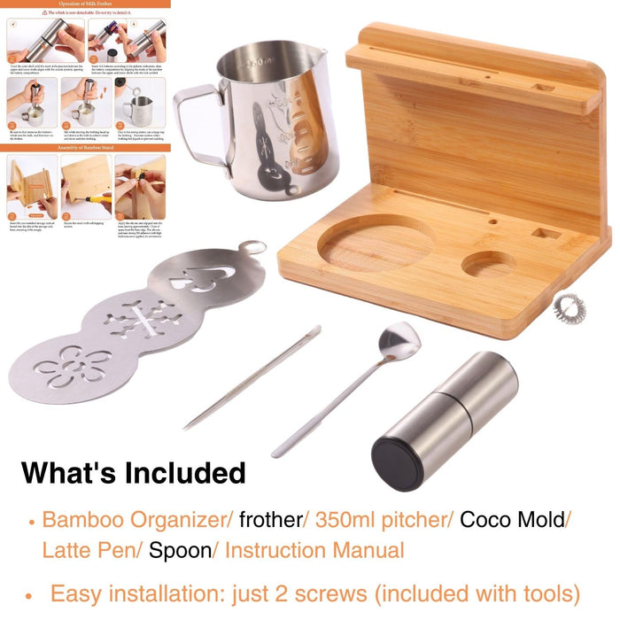 Electric Milk Frother Handheld - Compact Foam Maker with Stand & Accessories, Perfect for Coffee, Cappuccinos, Lattes, & More - Grill Parts America