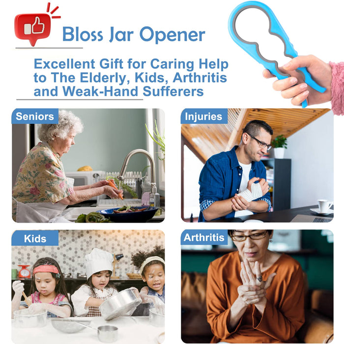 Bloss Anti-skid Jar Opener Jar Lid Remover Rubber Can Opener Kitchen Grippers To Remove Stubborn Lids, Caps and Bottles Great Kitchen Gadgets For Small Hands or Seniors,Blue - Grill Parts America