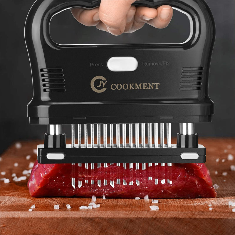 JY COOKMENT Meat Tenderizer Tool with 48 Stainless Steel Ultra Sharp Needle Blades, Detachable Kitchen Cooking Tool Best For Tenderizing, BBQ, Marinade - Grill Parts America