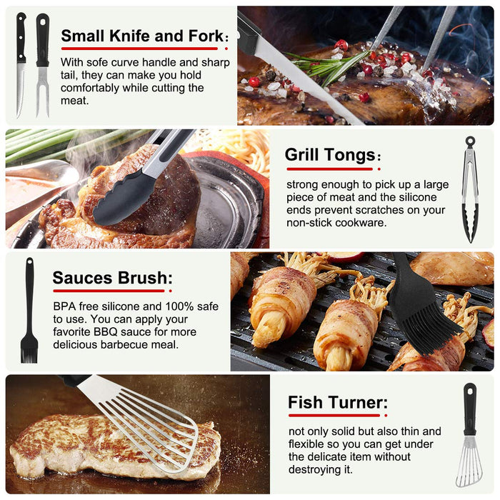 Griddle Accessories Kit, 135 Pcs Griddle Grill Tools Set for Blackstone and Camp Chef, Professional Grill BBQ Spatula Set with Basting Cover, Spatula, Scraper, Bottle, Tongs, Egg Ring - Grill Parts America