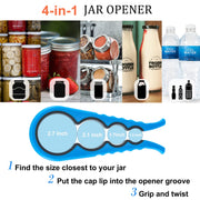 Bloss Anti-skid Jar Opener Jar Lid Remover Rubber Can Opener Kitchen Grippers To Remove Stubborn Lids, Caps and Bottles Great Kitchen Gadgets For Small Hands or Seniors,Blue - Grill Parts America