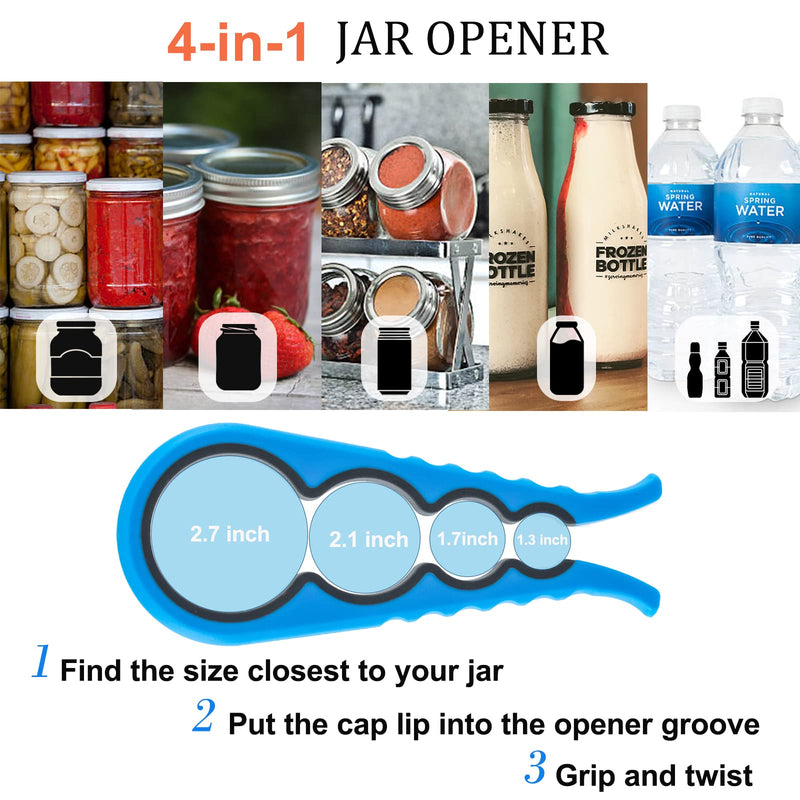 Bloss Anti-skid Jar Opener Jar Lid Remover Rubber Can Opener Kitchen Grippers To Remove Stubborn Lids, Caps and Bottles Great Kitchen Gadgets For Small Hands or Seniors,Blue - Grill Parts America
