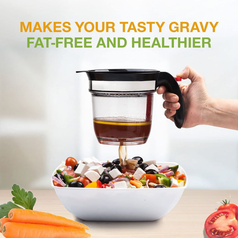 Fat Separator With Bottom Release, 4 Cup Gravy Separator for Cooking with Oil Strainer, Kitchen Gadgets Grease Separator Packaged with a 3-in-1 Multifunctional Peeler (Red) - Grill Parts America