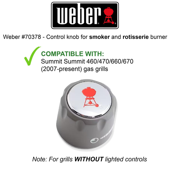 Weber Summit Series Gas Grill Infrared Red Burner Gas Control Knob 70378 1-7/8" - Grill Parts America