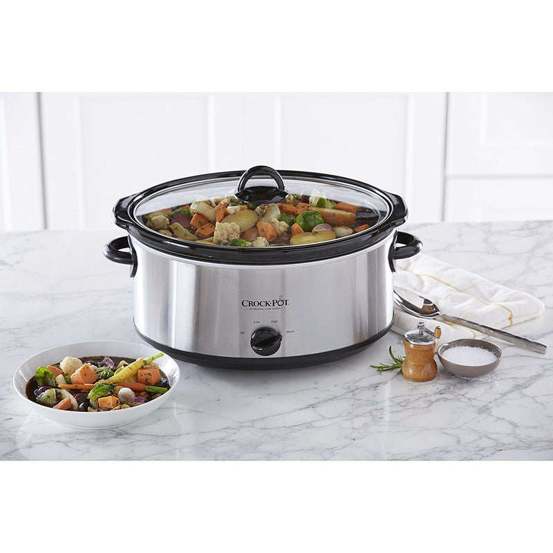 Crock-Pot 7 Quart Oval Manual Slow Cooker, Stainless Steel (SCV700-S-BR), Versatile Cookware for Large Families or Entertaining - Grill Parts America
