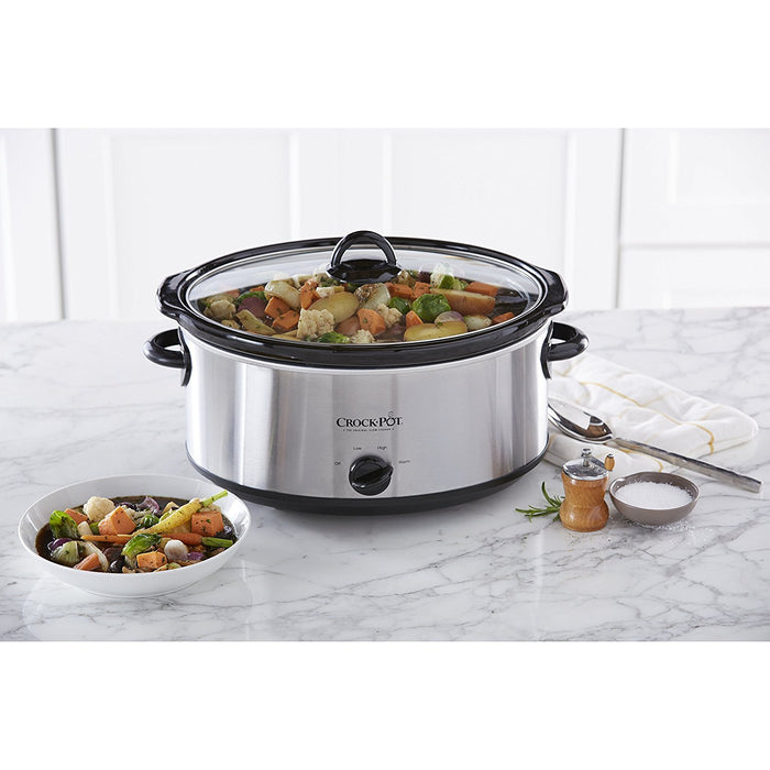 Crock-Pot 7 Quart Oval Manual Slow Cooker, Stainless Steel (SCV700-S-BR), Versatile Cookware for Large Families or Entertaining - Grill Parts America