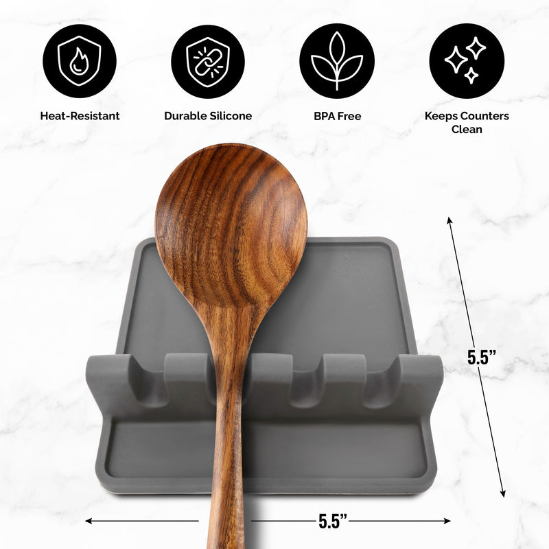 Zulay Kitchen Silicone Utensil Rest - BPA-Free, Durable Spoon Rest with Drip Pad - Heat-Resistant Spoon Rest for Stove Top - Spoon Rest for Kitchen Counter - Kitchen Gadgets & Kitchen Utensils Holder - Grill Parts America