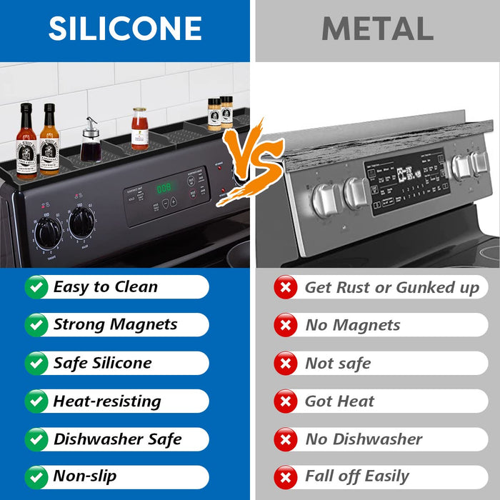 Hydream Stove Top for Silicone Shelf,30 Inch Magnetic Shelf Over the Stove Spice Rack,Kitchen Shelf for Above Stovetop Organizer Magnet Flat Back of Stove Storage Suctioned for The Stove-Black - Grill Parts America