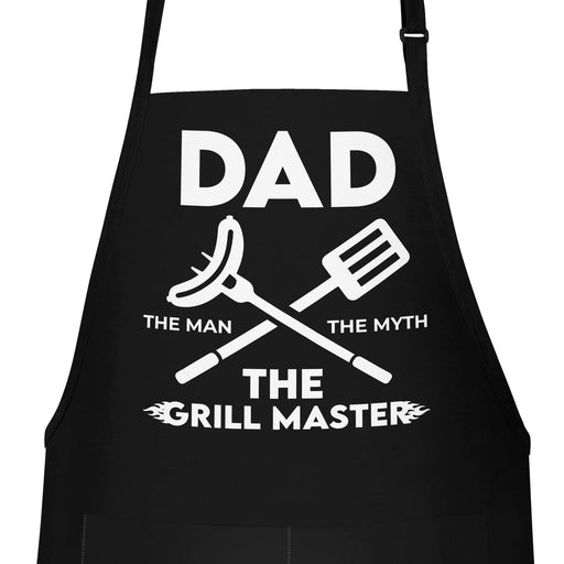 APRON DADDY Apron for Men - Dad The Man The Myth The Grill Master - Adjustable Large 1 Size Fits All - Poly/Cotton Apron with 2 Pockets - BBQ Gift Apron for Father, Husband, Chef - Grill Parts America