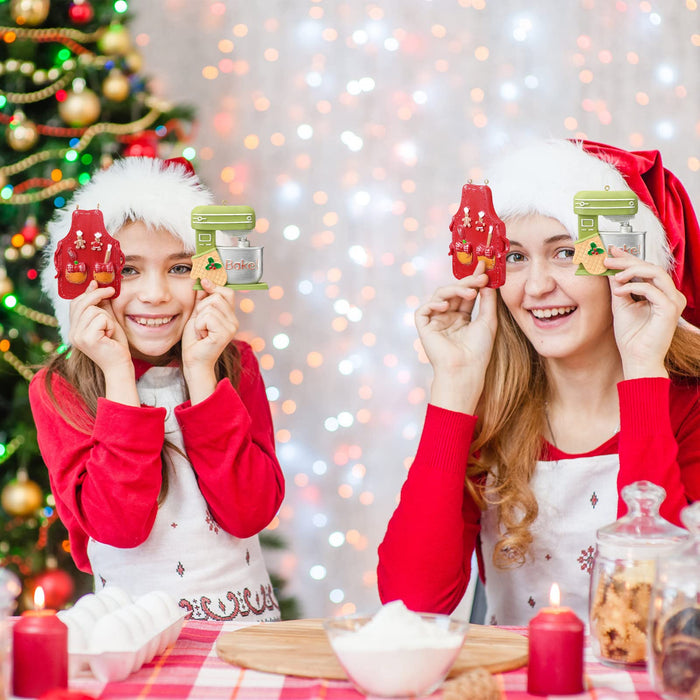Funtery 4 Pcs Christmas Baking Ornament Green Mixer Ornament and Red Chef Bakers Apron Ornament Cute Gingerbread Chef Christmas Tree Ornaments Xmas Hanging Kitchen Ornaments - Grill Parts America