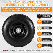 RRQ 4.10/3.50-4 black pneumatic patio tire and wheel, 10-inch, 2-pack