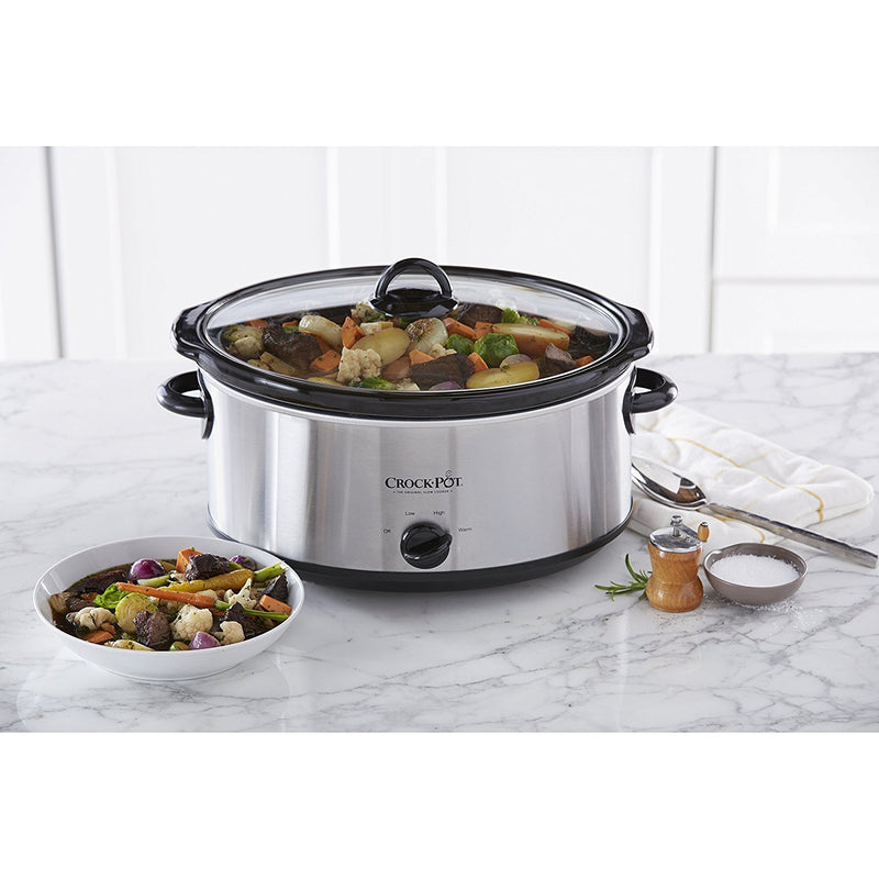 Crock-Pot 7 Quart Oval Manual Slow Cooker, Stainless Steel (SCV700-S-BR), Versatile Cookware for Large Families or Entertaining - Grill Parts America