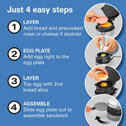 Hamilton Beach Breakfast Sandwich Maker with Egg Cooker Ring, Customize Ingredients, Perfect for English Muffins, Croissants, Mini Waffles, Perfect White Elephant Gifts, Silver (25475) - Grill Parts America