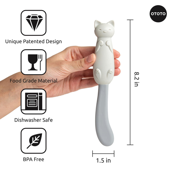 OTOTO Jar Scraper Spatula - Silicone Scraper, Cute Kitchen Accessories, Unique Fun Cooking Kitchen Gadgets for Foodies - BPA-free & 100% Food Safe (Mary Cat) - Grill Parts America