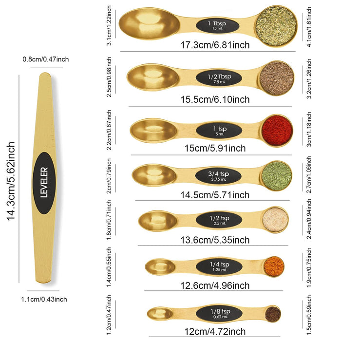 Spoon Components Magnetic Measuring Spoons Set Stainless Steel with Leveler, Stackable ...