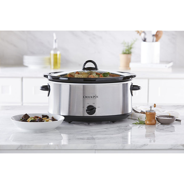 Crock-Pot 7 Quart Oval Manual Slow Cooker, Stainless Steel (SCV700-S-BR), Versatile Cookware for Large Families or Entertaining - Grill Parts America