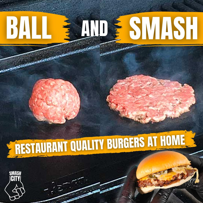 Smash City Smashed Burger Press – Non Stick Stainless Steel Burger Smasher Tool – Grill Press Smashburger Tool– Smashed Burger Press for Smashburger with Rounded Wooden Handle - Grill Parts America
