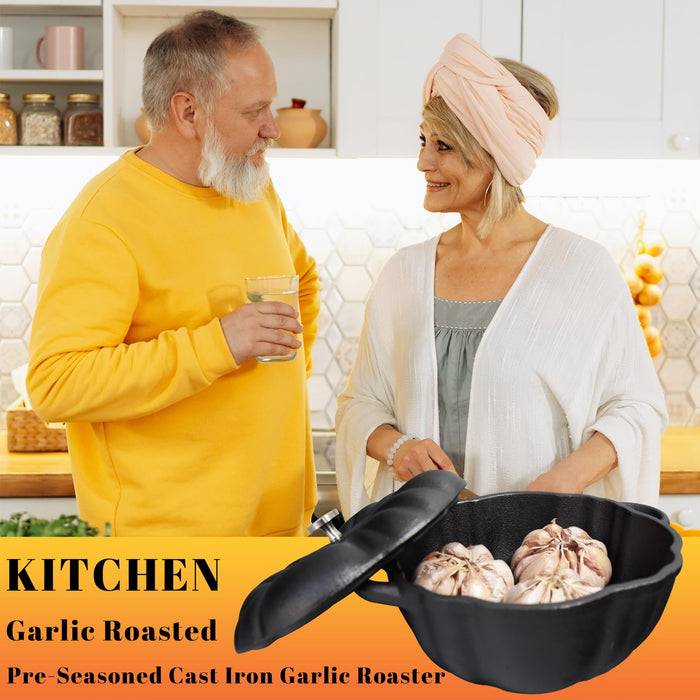 AOKDEER Garlic Roaster, Cast Iron Garlic Roaster for Kitchen Grill Oven, Dining Room, Indoor or Outdoor, BBQ Grill Garlic Tools, Garlic Baker for Picnic Camping Patio Backyard Cooking - Grill Parts America