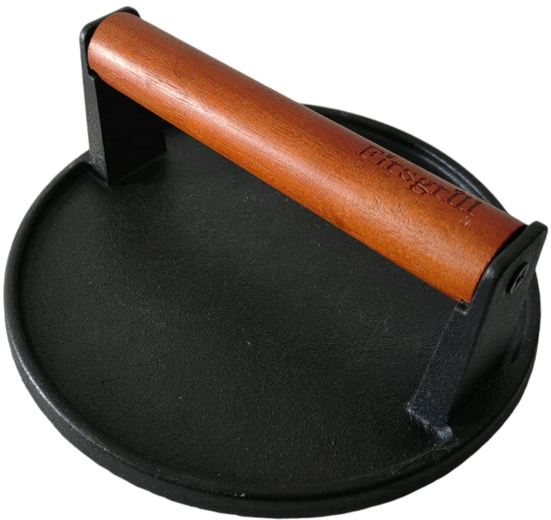 Firsgrill Burger Press 7.08" Round,Heavy-Duty Cast Iron Smash Burger Press Meat Steak With Wood Handle for Blackstone Camp chef Pitboss Weber Griddle Grills(Round) - Grill Parts America
