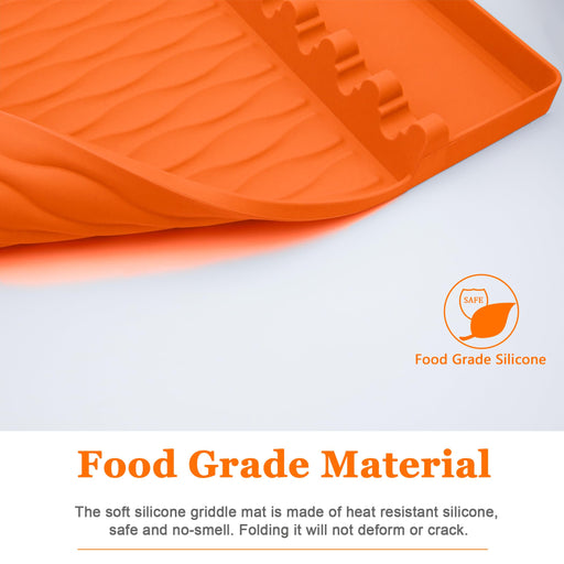 Grill Accessories Silicone Griddle Mat for Blackstone Side Shelf, Silicone Spatula Pad Mats Cooking Gadgets Barbecue Tools for Outdoor BBQ Kitchen Countertop by EANINNO Orange - Grill Parts America
