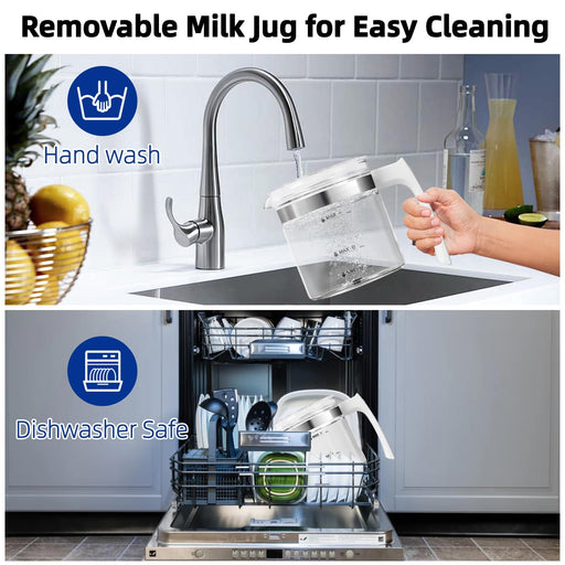 Electric Milk Frother, 4 in 1 Milk Frother and Steamer, Milk Steamer,16.9OZ/500ml Automatic Warm and Cold Foam Maker for Coffee,Latte, Cappuccino, Macchiato, Hot Chocolate, Dishwasher Safe (White) - Grill Parts America