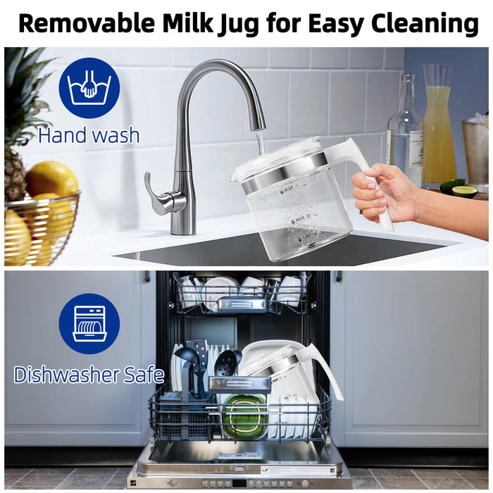 Electric Milk Frother, 4 in 1 Milk Frother and Steamer, Milk Steamer,16.9OZ/500ml Automatic Warm and Cold Foam Maker for Coffee,Latte, Cappuccino, Macchiato, Hot Chocolate, Dishwasher Safe (White) - Grill Parts America