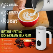 Milk Frother, Electric Milk Frother and Steamer 4 in 1 Automatic Coffee Steamer Frother, 11.8OZ / 350ML Warm and Cold Foam Frother For Coffee,Latte, Cappuccino, Macchiato, Hot Chocolate, White - Grill Parts America