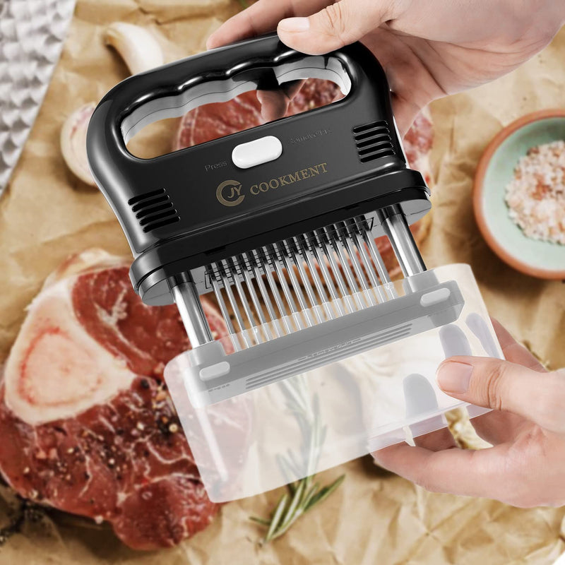 JY COOKMENT Meat Tenderizer Tool with 48 Stainless Steel Ultra Sharp Needle Blades, Detachable Kitchen Cooking Tool Best For Tenderizing, BBQ, Marinade - Grill Parts America